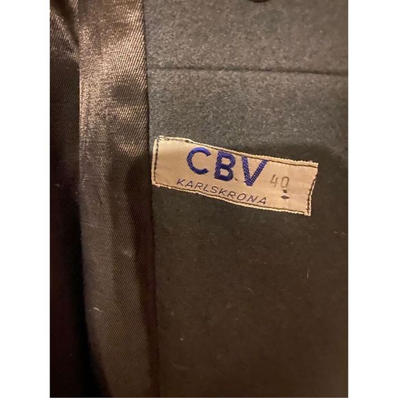 Vintage CBV Karlskrona Swedish Military Grey  Wool Hooded Coat Overcoat 40 - Picture 11 of 16